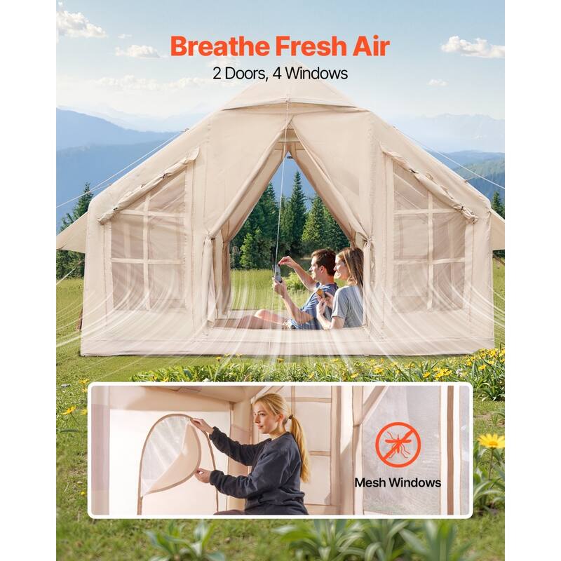 Inflatable Tent for Camping 4-6 Person Glamping Tent with Pump Easy Set up - Multi