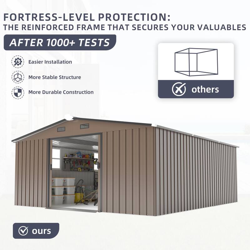 10*12ft 0.25mm Steel Plate, Surface Protective Film, Two Daylight Windows, Two Colors Can Be Freely Selected Storage Sheds