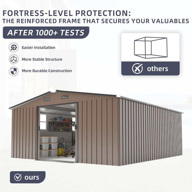 10*12ft Metal Storage Sheds with Two Windows,Door