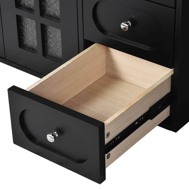Roomfitters 36" Floating Vanity with Ceramic Sink, Wall Mounted Bathroom Cabinet with 3 Drawers and Soft-close System, Black