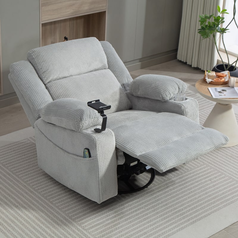 Oversized 270° Swivel Rocker Recliner Chair with Adjustable Headrest & Infinite Position
