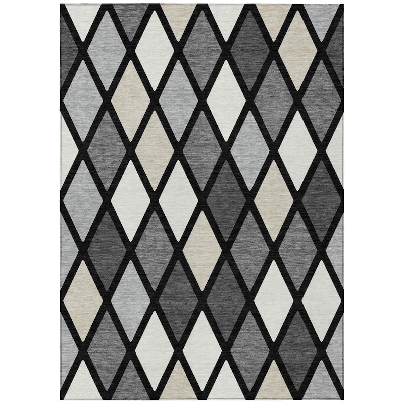 Machine Washable Indoor/ Outdoor Chantille Diamond Prism Rug