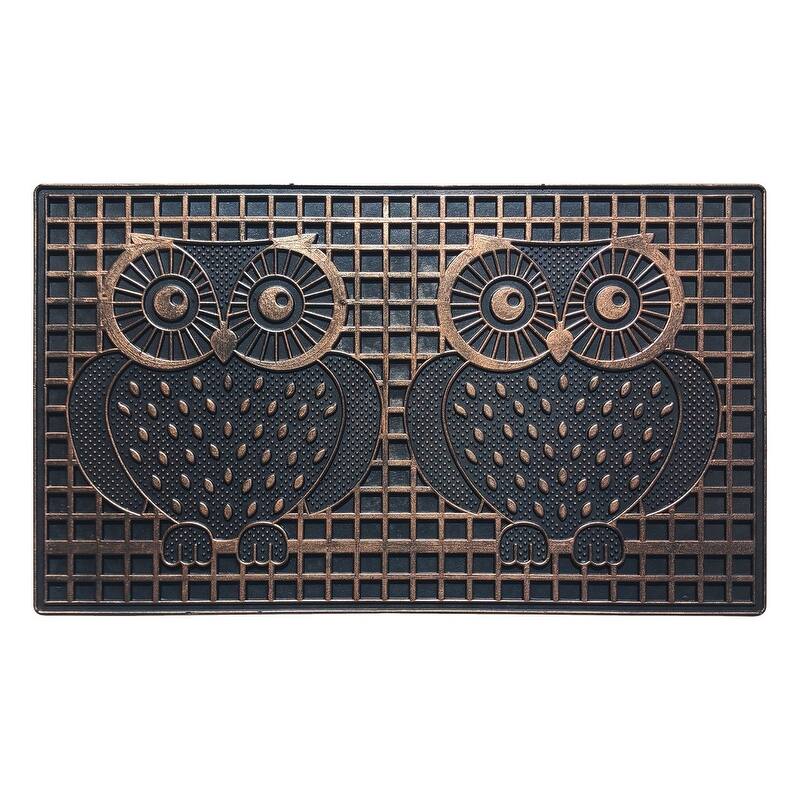 A1HC First Impression, Natural Rubber Doormat, Non-Slip, Durable, Heavy Duty Rubber Mat, 18"X30" - Twin Owls