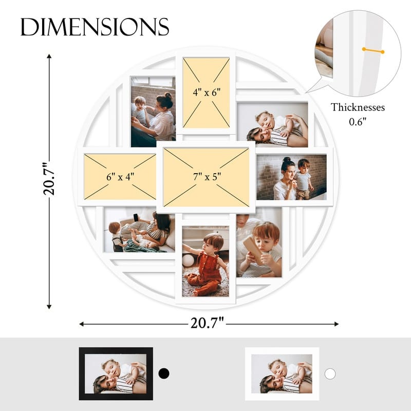 Hello Laura 9 Opening Round 4×6 Collage Wall Frame Multi Picture Photo Frame for Wall