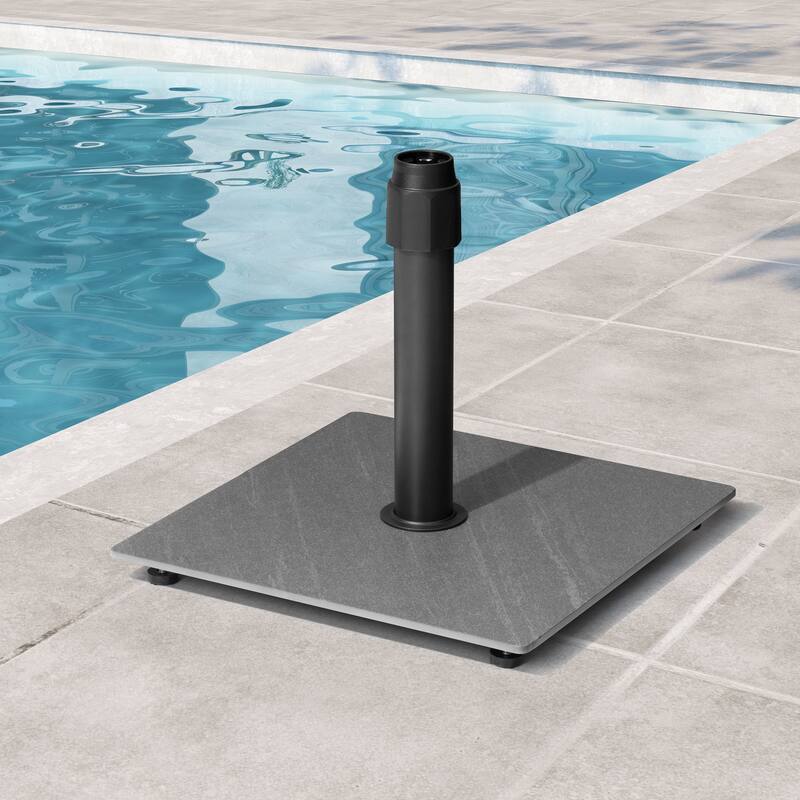 VredHom 30lbs Steel Umbrella Base Weighted Patio Stand for Outdoor - 17.71 in L x 17.71 in W x 15.75 in H