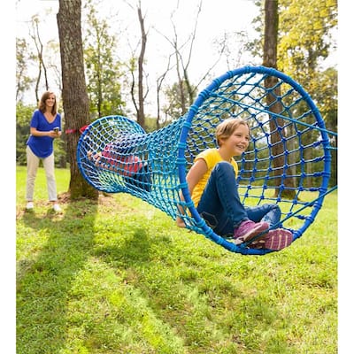 HearthSong Blue Wave Hanging Woven Rope Tunnel