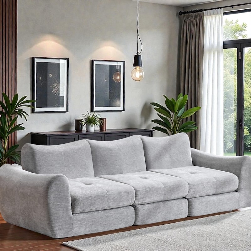 Modular Cloud Sofa, Convertible Folding Sofa Bed, 3-Seat Cushioned Sectional Couch for Living Room Bedroom