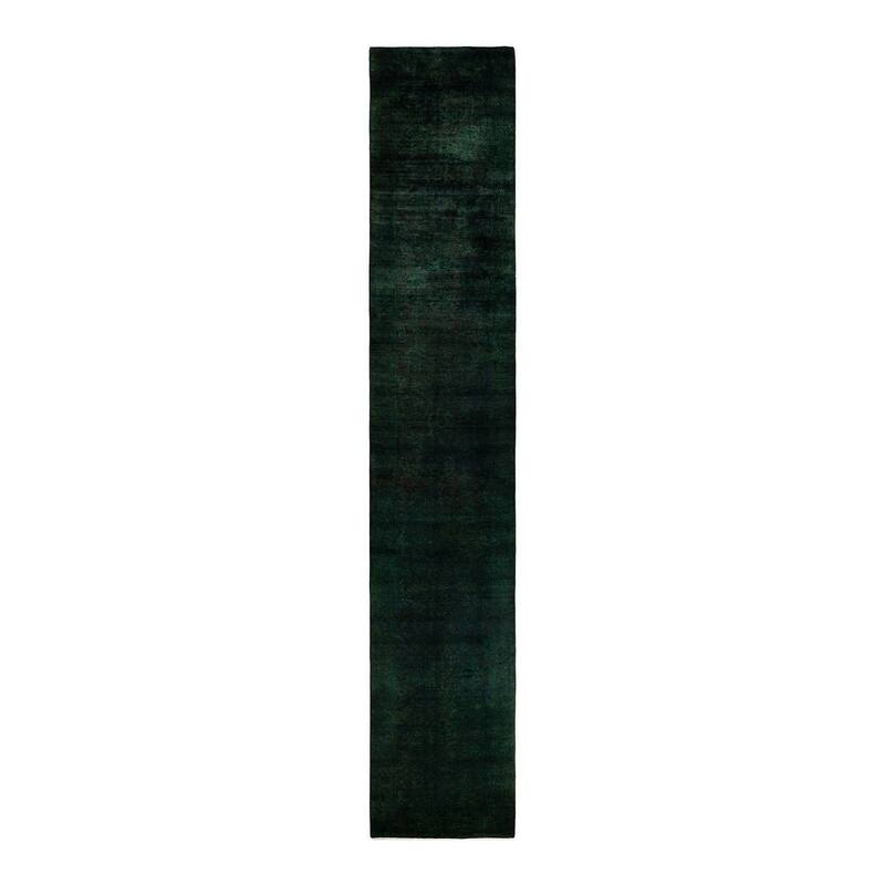 Overton Hand Knotted Wool Vintage Inspired Modern Contemporary Overdyed Burgundy Runner Rug - 3' 1" x 18' 4"