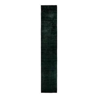 Overton Hand Knotted Wool Vintage Inspired Modern Contemporary Overdyed Burgundy Runner Rug - 3' 1" x 18' 4"