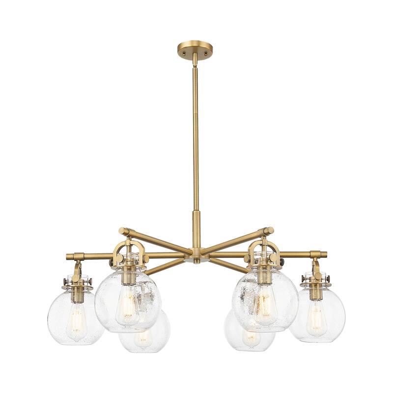 Innovations Lighting Downtown Urban - Newton Sphere - 6 Light 26" Stem Hung Arched-Frame Chandelier