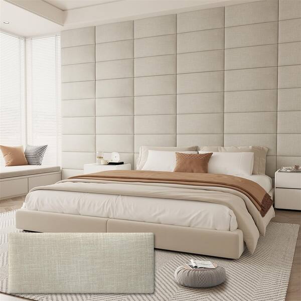 Wall Mounted Upholstered Fabric Tufted Headboard