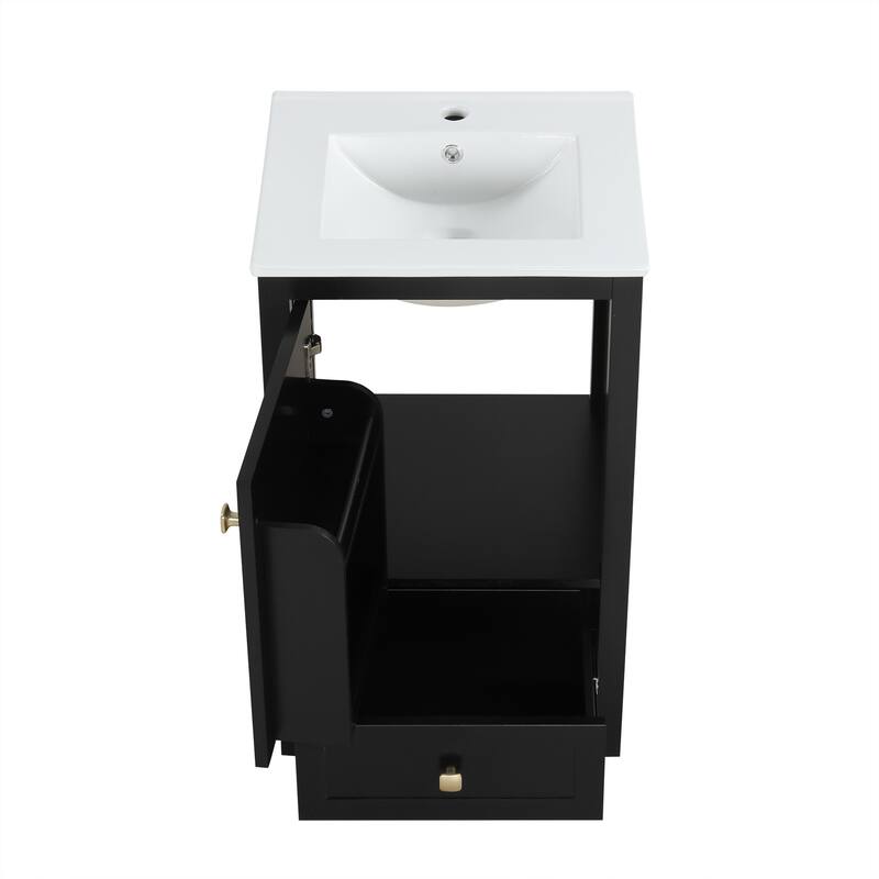 20" Freestanding Bathroom Vanity with Sink, Soft Closing Door & Drawer, MDF Cabinet with Storage Rack