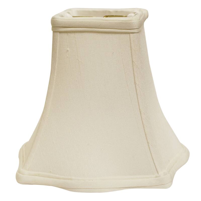Glam Slant Lampshade - Fancy Square Softback, White, Metal Bell Shade - 10"W x 8"H - 8
