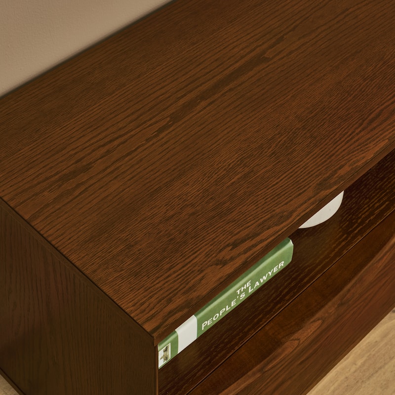 GDFStudio - Everstead Solid Wood Mid Century Modern TV Stand with Charging Station