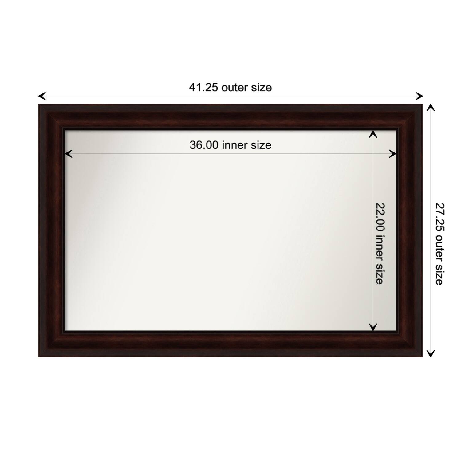 Coffee Bean Brown Framed Non-Beveled Custom Wall Mirror, Bathroom Vanity Mirror