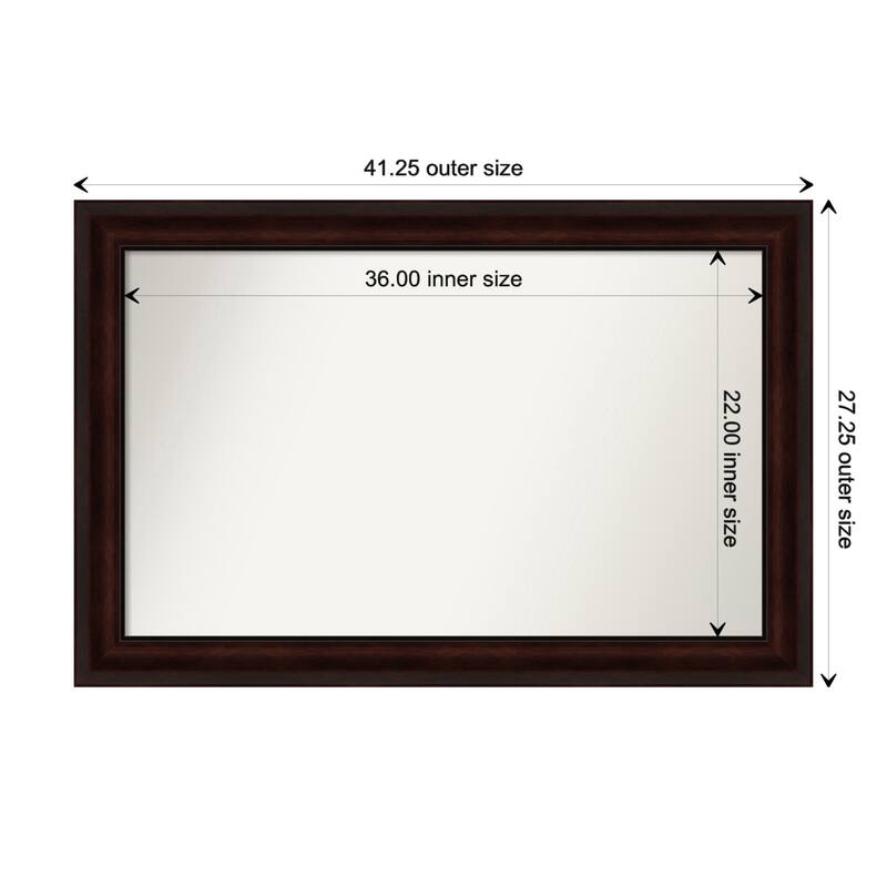 Coffee Bean Brown Framed Non-Beveled Custom Wall Mirror, Bathroom Vanity Mirror - Outer Size: 41.25 x 27.25