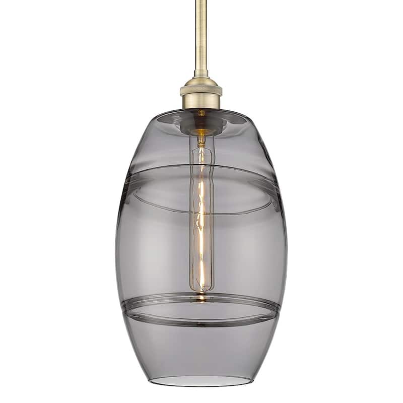 Innovations Lighting 616-1S 9 8 Vaz Pendant Vaz 8" Wide Mini Pendant - Antique Brass / Light Smoke