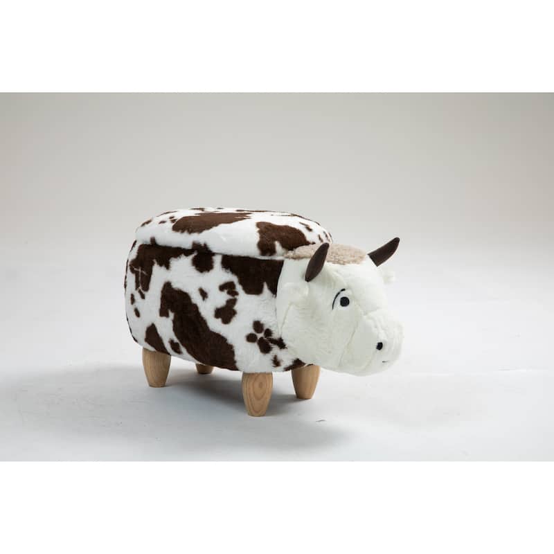 Kids Fun Happy Cow Animal Storage Ottoman Stool