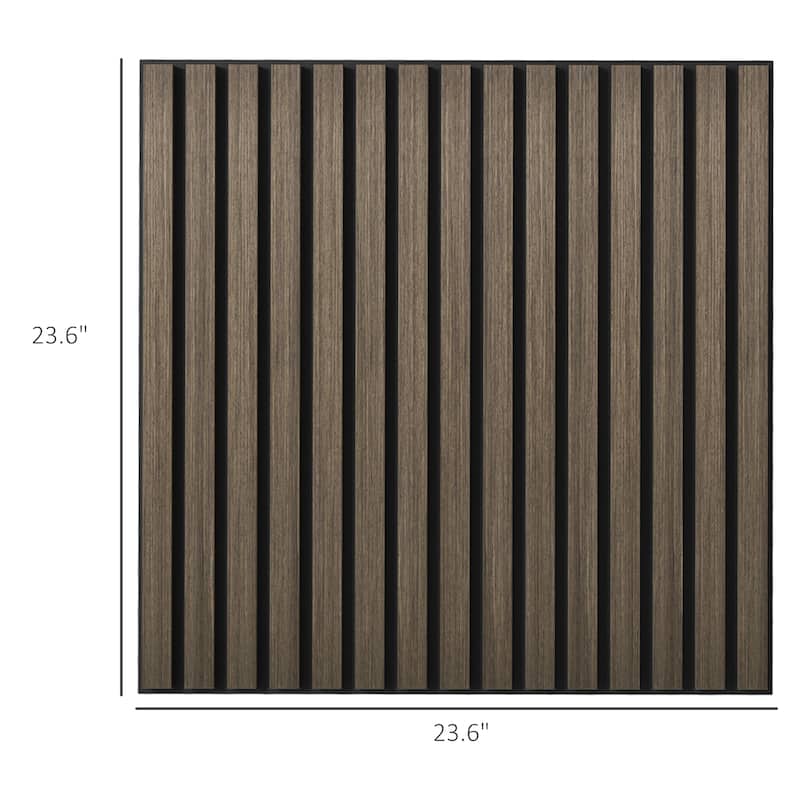HOMCOM 4 Pack 3D Faux Wood Wall Panels, 24" x 24" Sound Absorbing Acoustic Panels, Wood Slat Wall Panels for Interior Wall Decor
