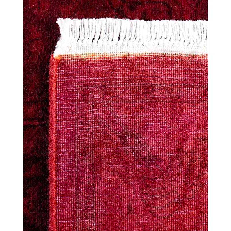Fine Vibrance, One-of-a-Kind Hand-Knotted Runner Rug - Red, 2' 6" x 10' 1" - 2' 6" x 10' 1"