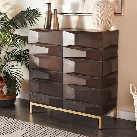 Contemporary Dark Brown Wood Cabinet Dresser