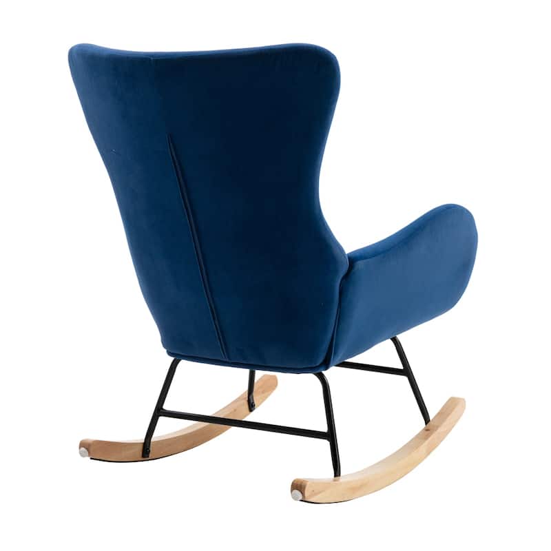 Velvet Fabric Padded Seat Rocking Chair