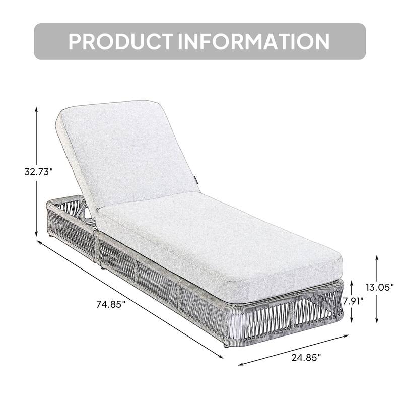 Woven Rattan Outdoor Chaise Lounge With Cushion