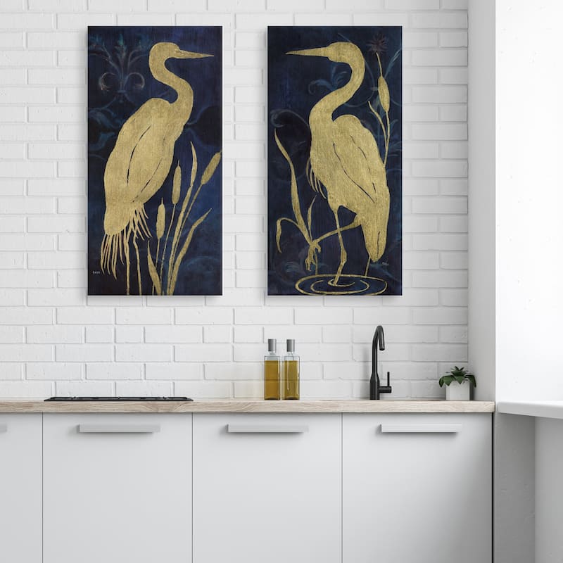 Egret on Indigo I & II by Janet Tava Canvas Art Prints