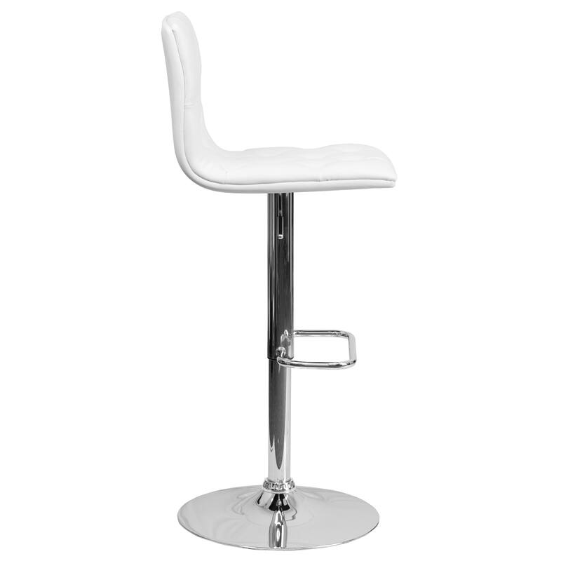 Contemporary Button Tufted Vinyl Adjustable Height Barstool with Chrome Base - 15"W x 18"D x 35.25" - 43.75"H