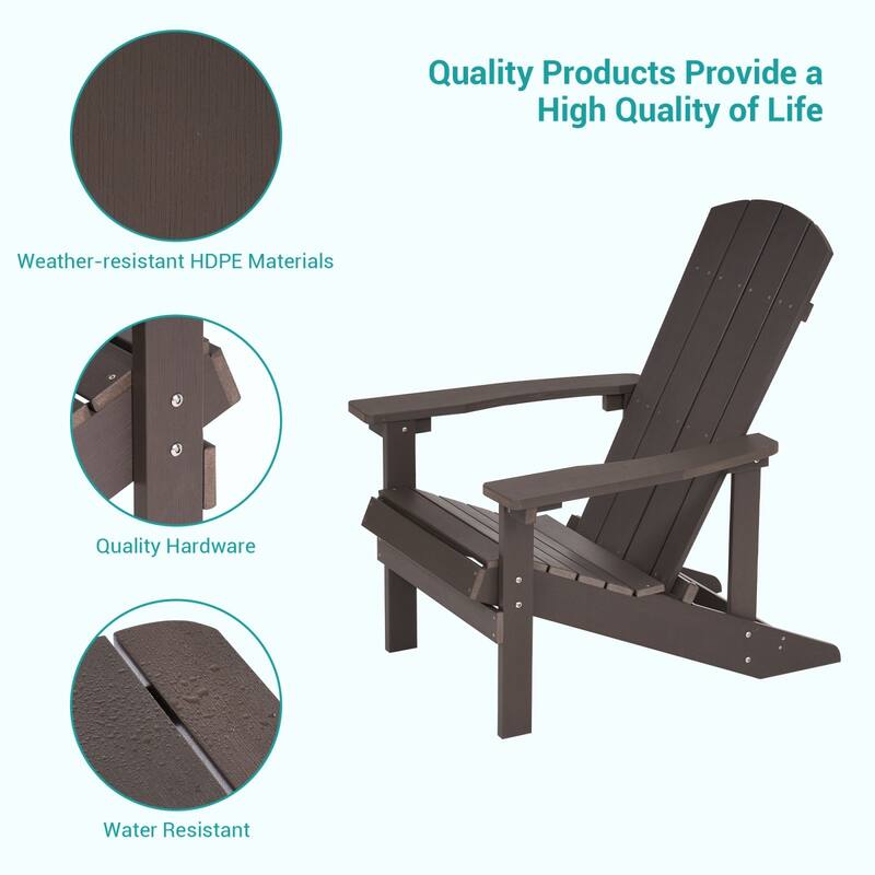 Bonosuki Patio Faux Wood Adirondack Chair Weather Resistant-Set of 2