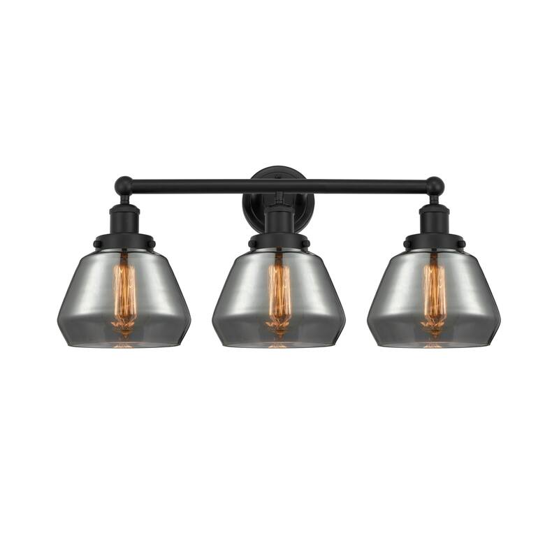 Innovations Lighting 616-3W-10-25 Fulton Vanity Fulton 3 Light 25" - Matte Black / Plated Smoke