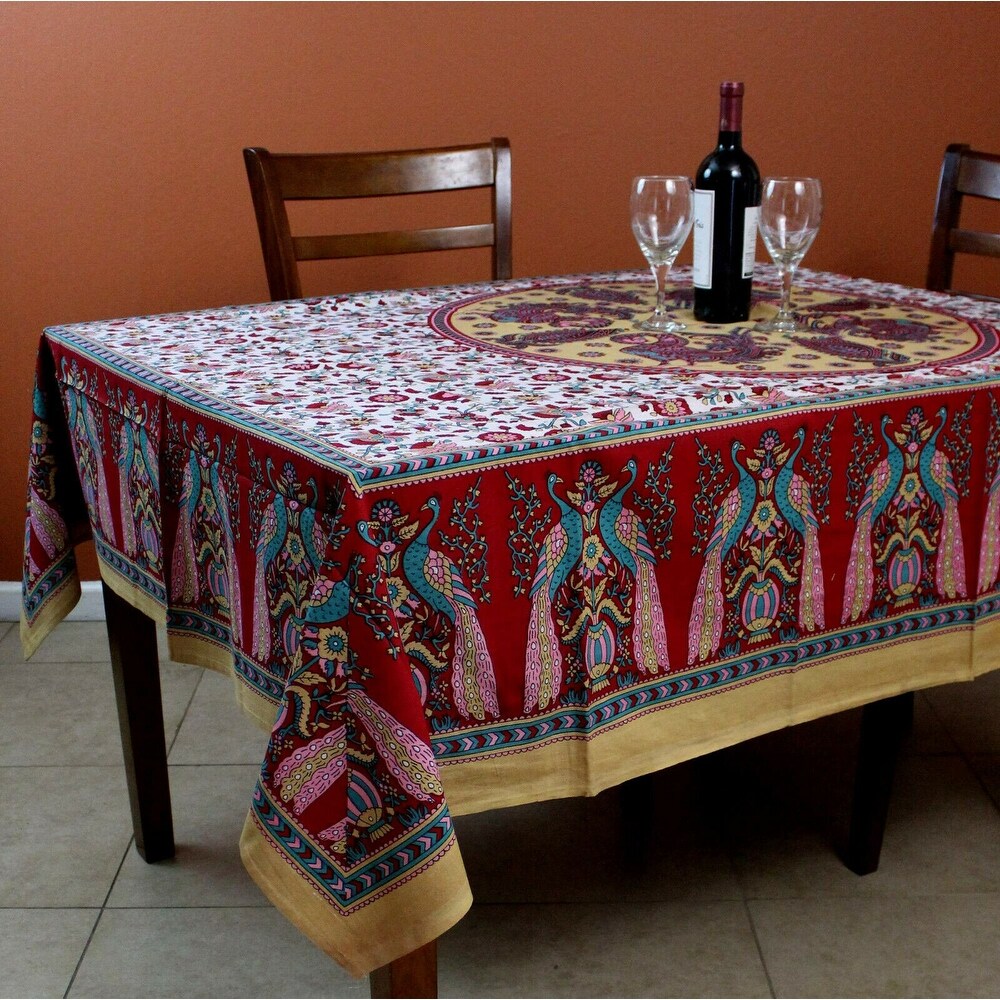 Stain Resistant INTERESTPRINT Red Flowers Pattern 60 x 84 Inch Tablecloth Rectangle