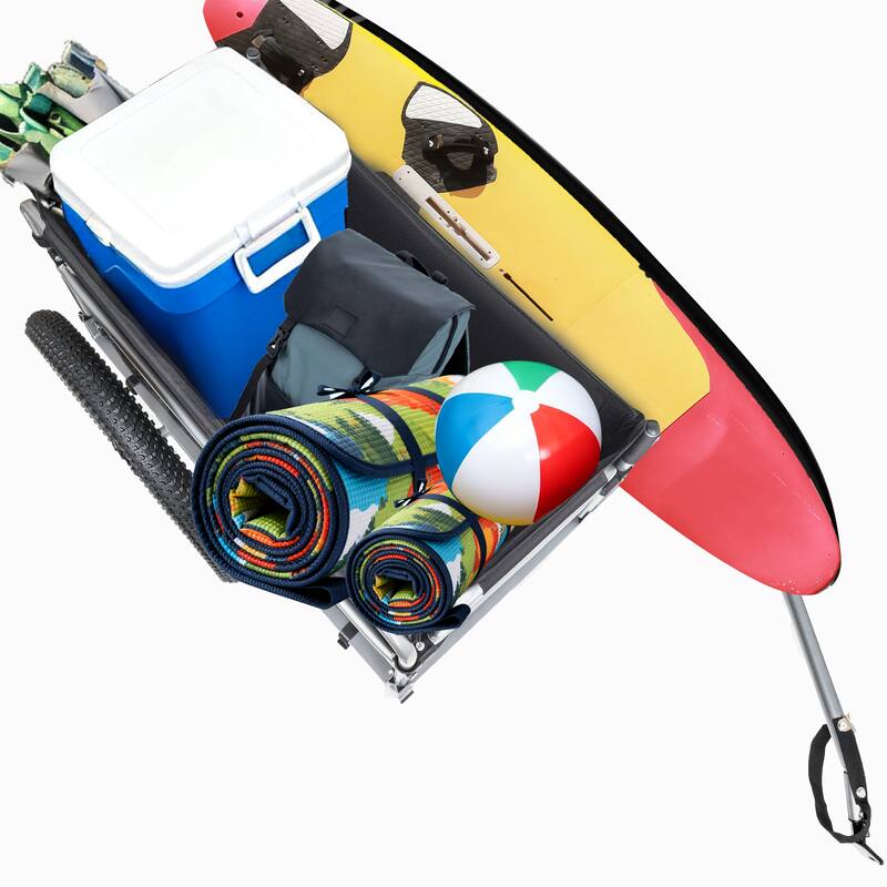 Bike Cargo Trailer, 110lbs Load Capacity, Heavy-Duty Bicycle Wagon Cart, Foldable Compact Storage, Featuring upgraded Fat tires