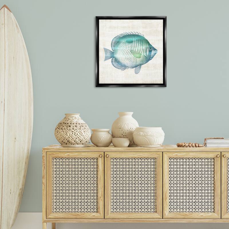 Stupell Fish Impression Sea Life Framed Floater Canvas Wall Art Design By Susan Arnot