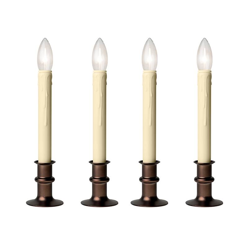 Battery Operated Bi-Directional LED Adjustable Candle 2-pack or 4-pack - 4-Pack Antique Bronze