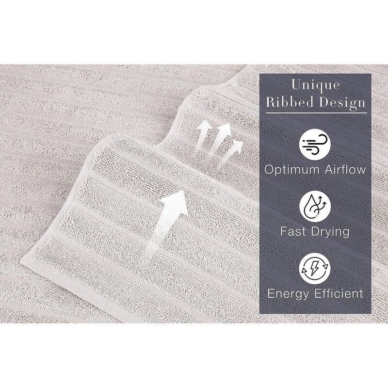 Classic Turkish Towels Plush Ribbed Cotton Luxurious Bath Sheets (Set of 3) 40x65" - 40x65