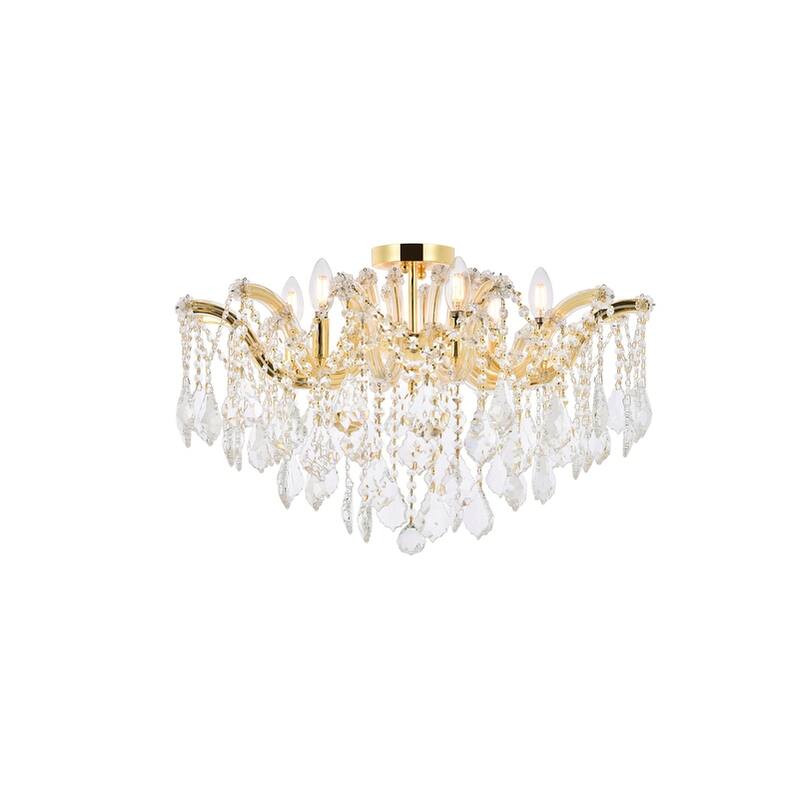 Fleur Illumination Flush Mount D:24in H:17.5in Lt:6 Gold Finish - royal cut crystals/Gold