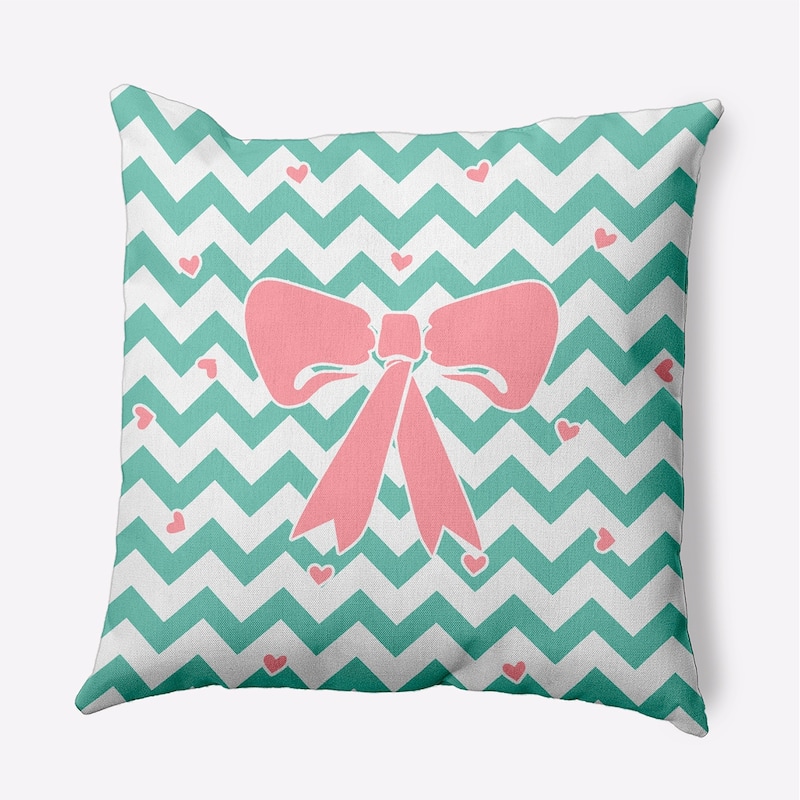Chevron Bow Decorative Throw Pillow - Spring Green - 18" x 18"