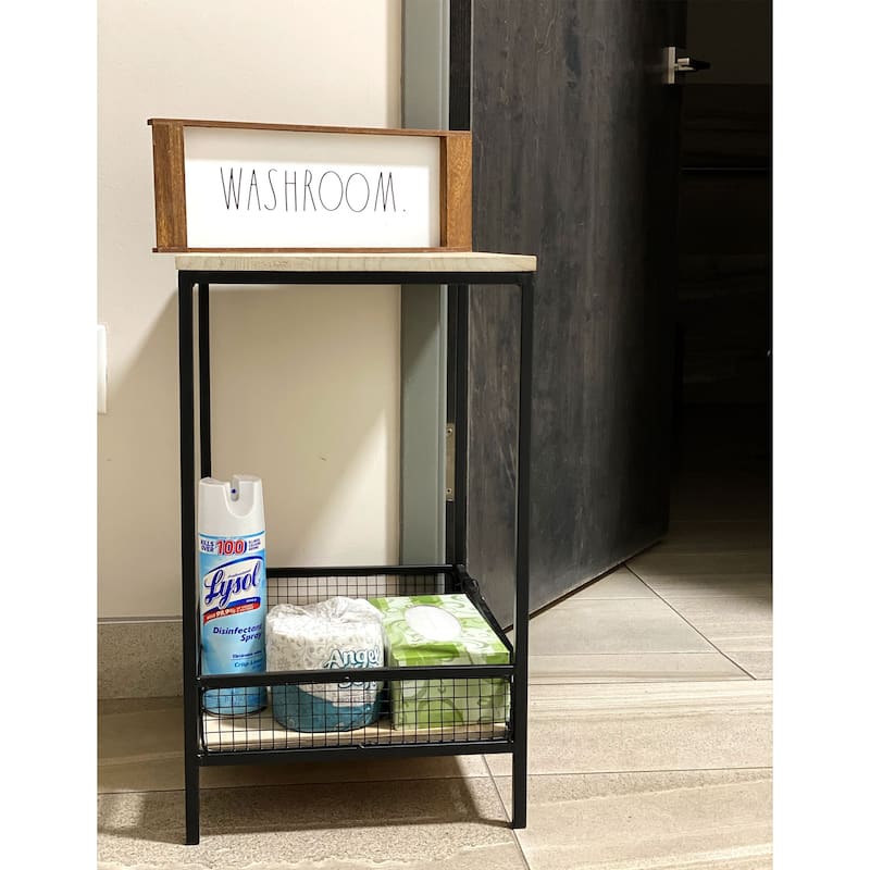 Rae Dunn Bathroom Organizer Tray - Toilet Tank Tray - Dark Wood Tone