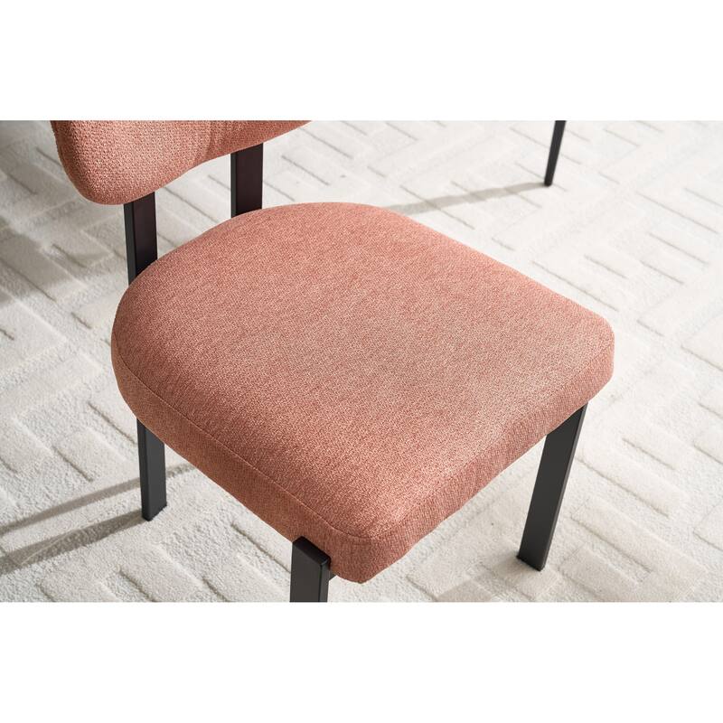 Modern Dining Room Chairs Set of 2, Mid-Century Upholstered Boucle Kitchen Dining Chairs with Metal Legs