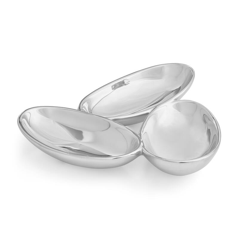 Nambe Tipsy Condiment Server - 10" x 10" x 1.75" - 10" x 10" x 1.75" - Silver