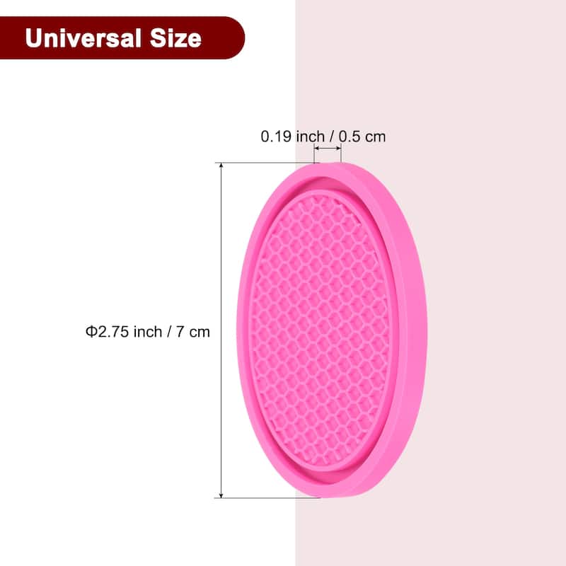 2pcs Car Cup Coasters PVC Car Cup Mats Non-Slip Universal Cup Holder - 2.76" - Rose Red
