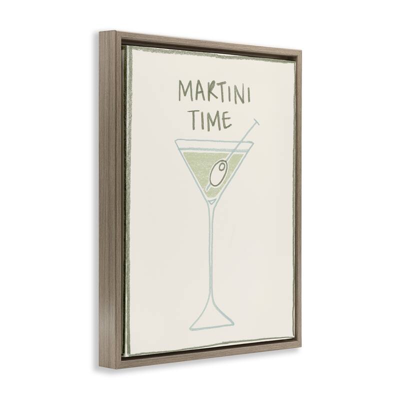 Stupell Minimal Martini Time Framed Floater Canvas Wall Art Design By Grace Popp