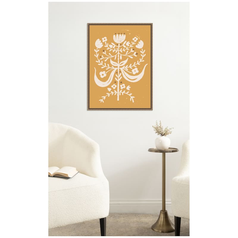 Kate and Laurel Bungalow Charm Golden Rod by Vicky Yorke Framed Canvas Wall Art Print