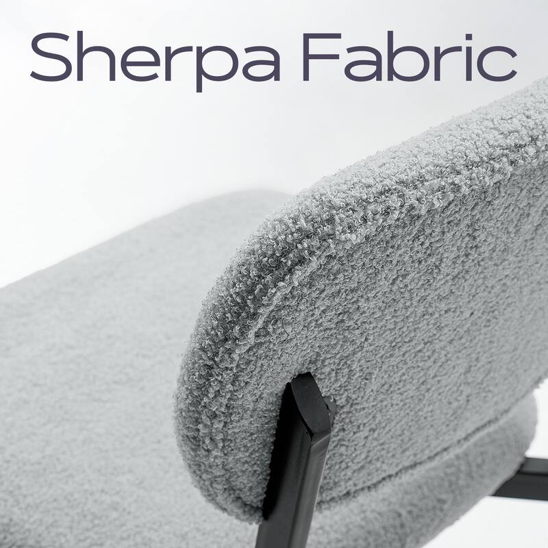 Upholstered Dining Chairs with Metal Legs, Sherpa Fabric Dining Chair Set with Backrest for Dining Room, Living Room Side Chair