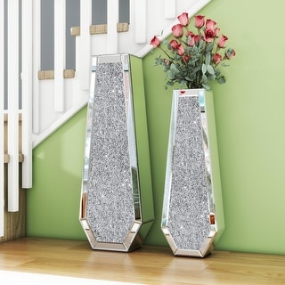 Glam Tall Crushed Diamond Floor Vase