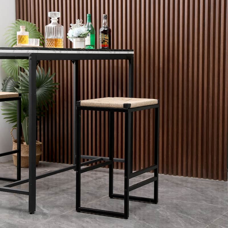 Set of 2 Modern Woven Counter Height Backless Bar Stools