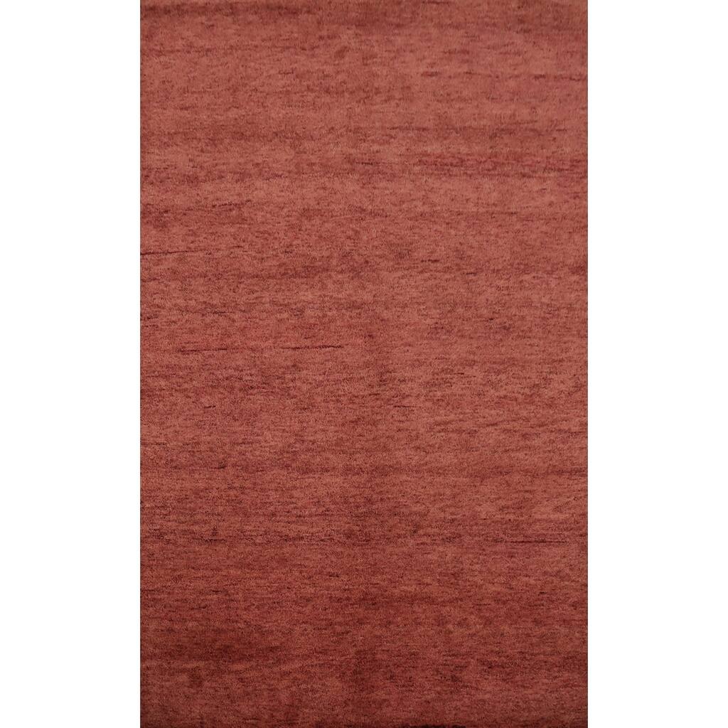 Hand Knotted Oriental 100% Wool Carpet Modern Solid Oranges & Rust Gabbeh Area Rug - 7' 11'' X 5' 6''