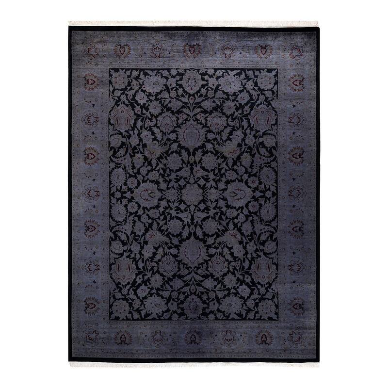 Overton Hand Knotted Wool Vintage Inspired Modern Contemporary Overdyed Gray Area Rug - 6' 2" x 8' 3"