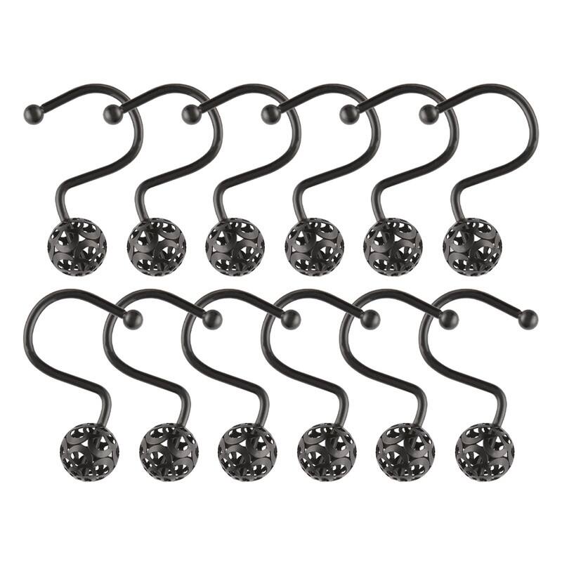 Utopia Alley Shower Rings, Hollow Ball Shower Curtain Hooks for Bathroom, Rust Resistant Shower Curtain Hooks Rings, Set of 12